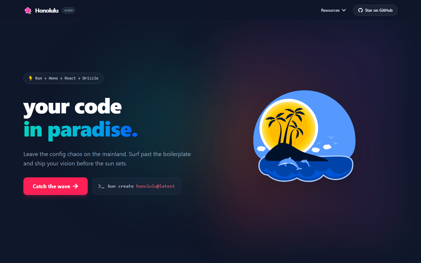 Honolulu starter: your code in paradise. Bun, Hono, React, Drizzle.